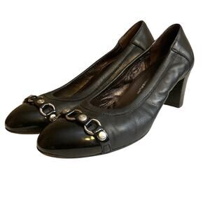 AGL Attilio Giusti Leombruni Heels Women’s Shoes Size 7.5 M/37.5 Black Cap Toe
